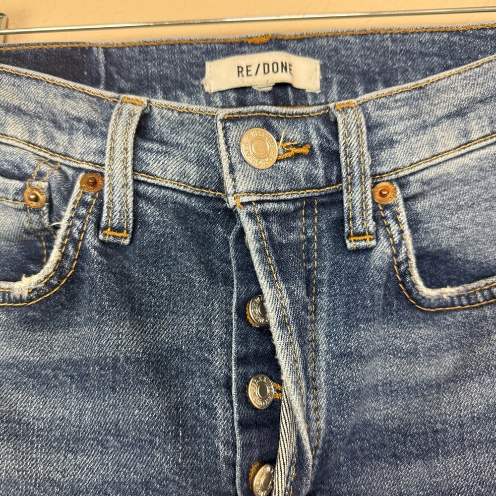 RE/DONE Stove Pipe Jeans in Retro Stone‎ Wash Straight Cropped - Picture 6 of 13